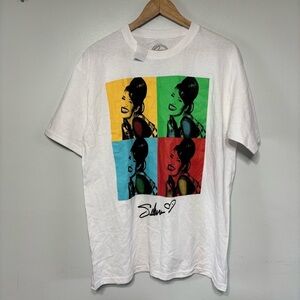 Selena Official White Mutli Color Graphic Tee Size L NEW